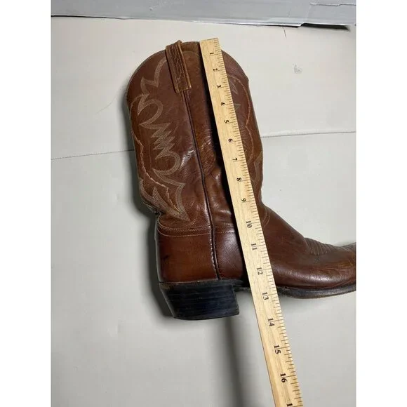 Lucchese 2000 Men Vintage Cowboys Boots Sz 10.5 D Brown Leather Western T3022R4 - Picture 6 of 16